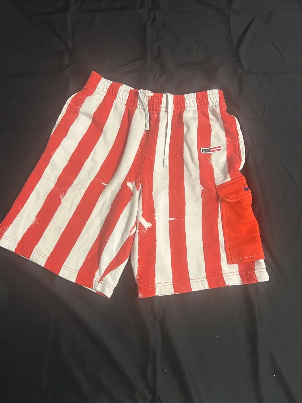 Nike Red and White Striped Cargo Shorts
